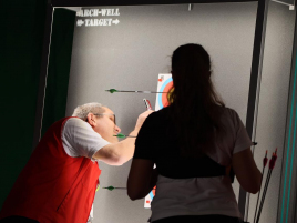 Rebecca Beck im Bronzefinalmatch bei der Bayerischen Meisterschaft Halle