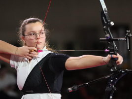 Rebecca Beck im Bronzefinalmatch bei der Bayerischen Meisterschaft Halle
