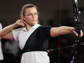 Rebecca Beck im Bronzefinalmatch bei der Bayerischen Meisterschaft Halle