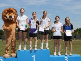 Siegerehrung Schülerinnen A Recurve bei der Bayerischen Meisterschaft im Freien 